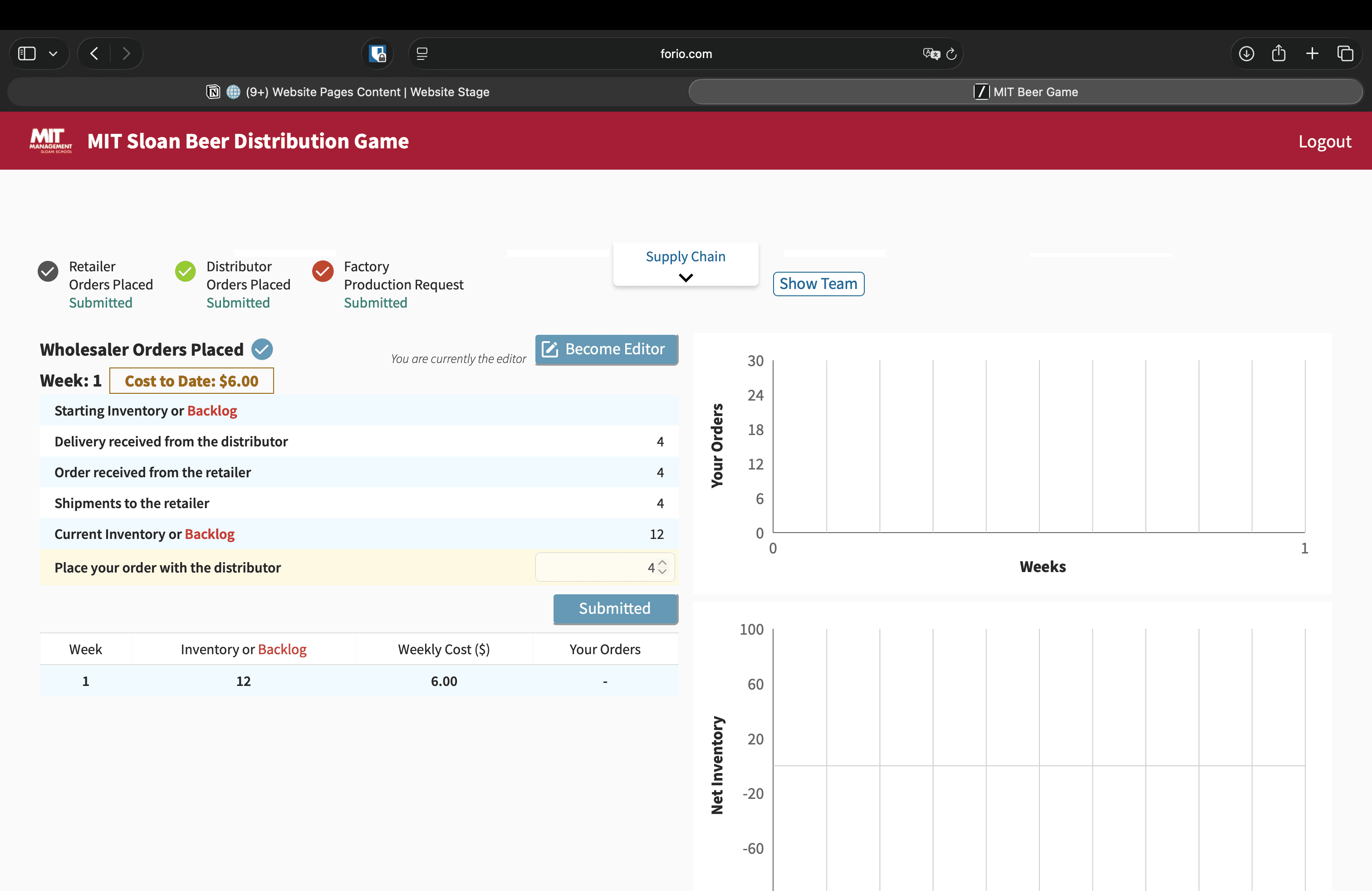 MIT Beer Game 2nd Decision